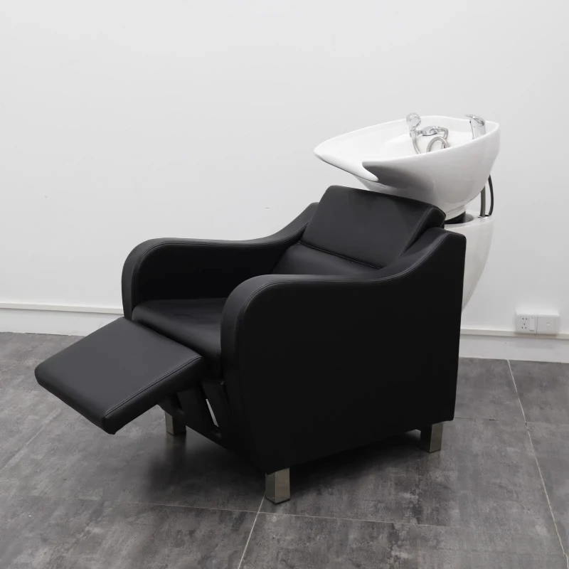 

Salon Quality Ergonomic Shampoo Chair Design Heavy Duty Adjustable Black Reclining Beauty Spa Hairdressing Styling Furniture