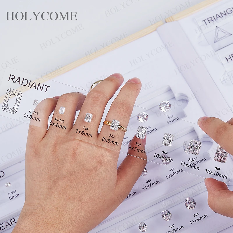 Custom Comparison Chart Kit Set Reference Various Fancy Shapes Gemstone 5A Cubic Zirconia Diamond Carat Sizes for Jewelry Store