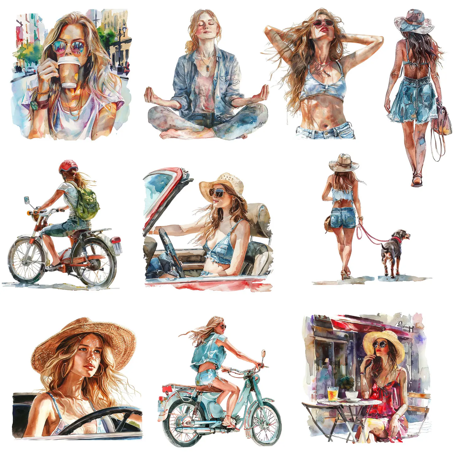 Iron-on Decal Patch for Cloth Beautiful Confident Girl Oil Painting Wild Freedom Sexy Colorful Creations DIY Decoration