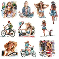 Iron-on Decal Patch for Cloth Beautiful Confident Girl Oil Painting Wild Freedom Sexy Colorful Creations DIY Decoration