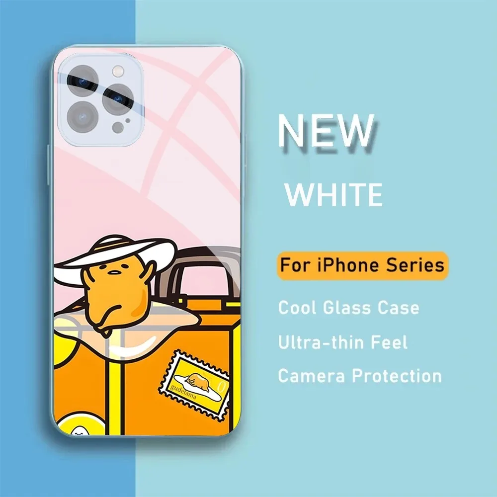 Sario G-Gudetama Phone Case For IPhone 15 14 13 12 Mini 11 Pro Max X XS XR 6 7 8 SE Plus Glass Hard Cover