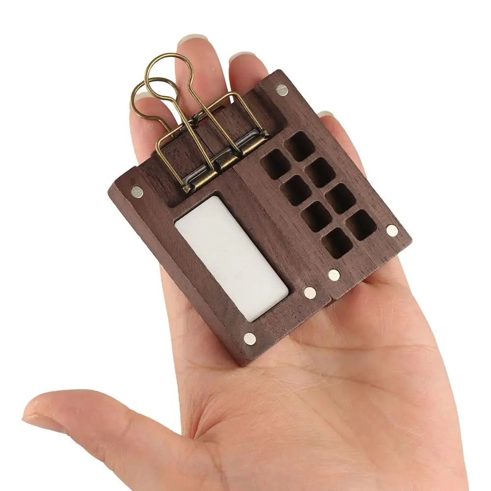 

Пустая коробка, мини-палитра акварельных красок, деревянная портативная деревянная краска, пустая коробка, черный орех, 8-сетка