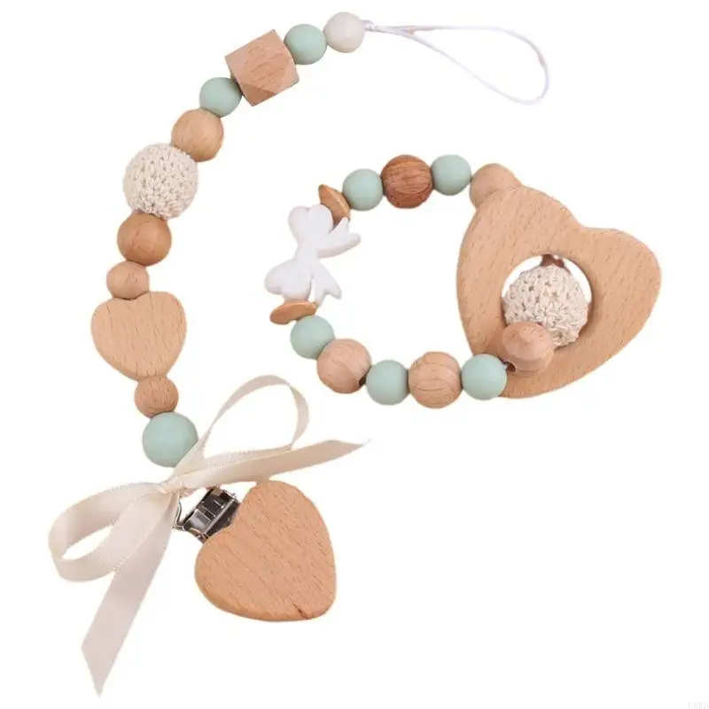 

Baby Pacifier Chain Clips Holders Clip with Soothing Bracelet Teether Toy L8RB