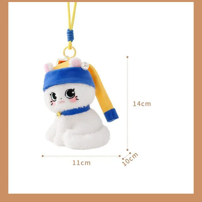 Cute Cat Plush Toy Inspired By Girl with A Pearl Earring Soft Fluffy Stuffed Animal Doll Artistic Decor Gift for Kids and Adults