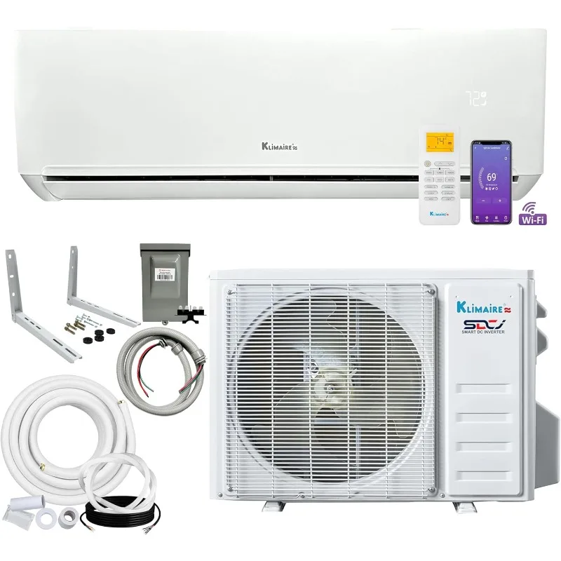 

12,000 BTU 23 SEER2 Wall Mounted Ductless Mini Split Inverter A/C Heat Pump System w/ 16’ Installation Kit & Wall Mount