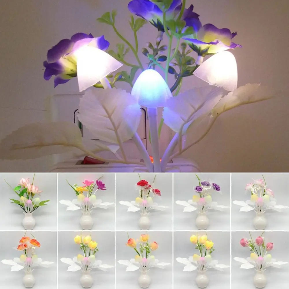 

Handmade Valentines Day Gift LED Mushroom Night Lights Colorful Little Night Light Floral Lamp 3D Light For EU Plug