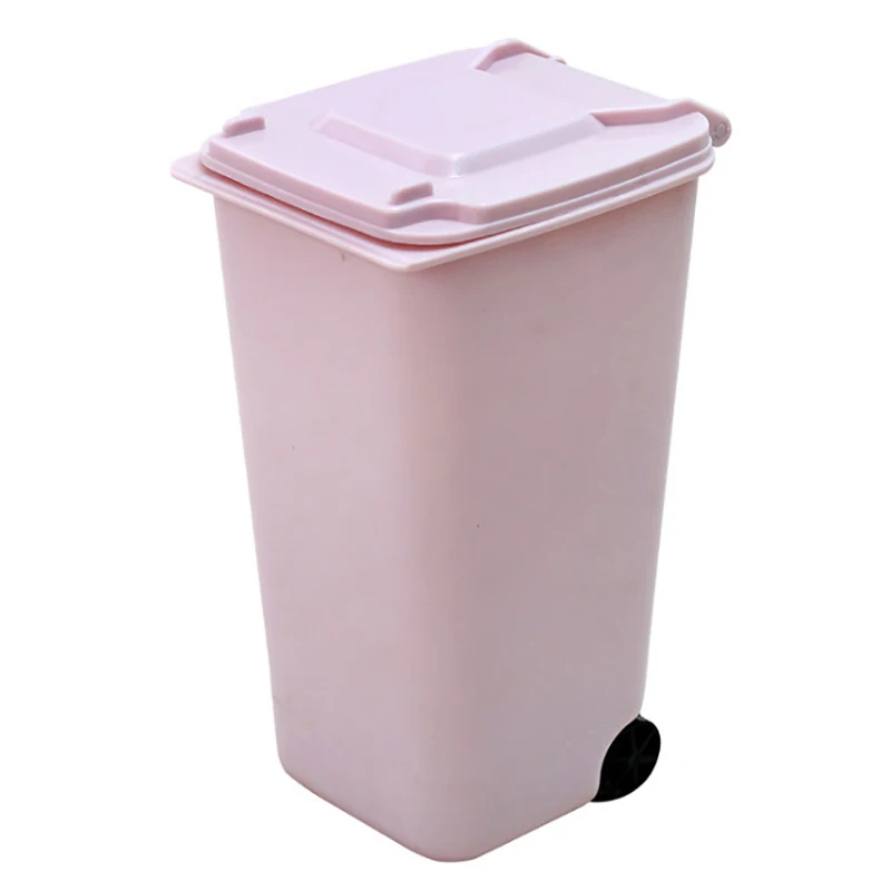 Mini Waste Bin DesktoTrash Can Swing Cleaning Barrel Desk Organizer Storagep Storage Box Home Garbage Basket Container Table