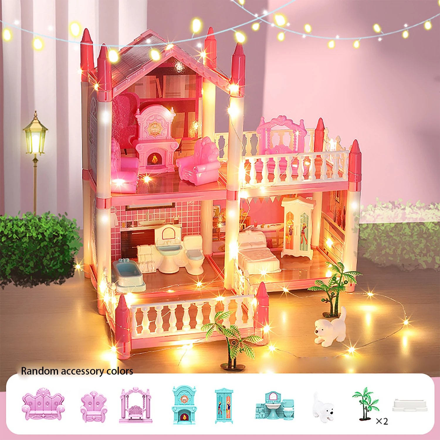 Toy girl house, castle house, family house, villa set, DIY puzzle house, children's interaction