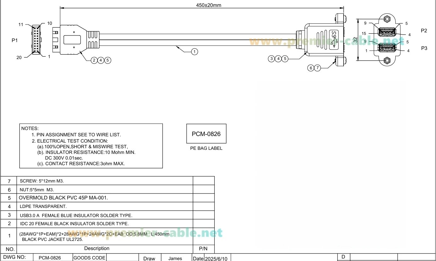 Dual-USB-3.0-A-Buchse zu Motherboard-IDC-20-Pin-Header-Kabel 5Gbps Schraubmontage für Panelmontage Internes 20-Pin-USB-3.0-zu-Typ-A-Kabel – Detail 1