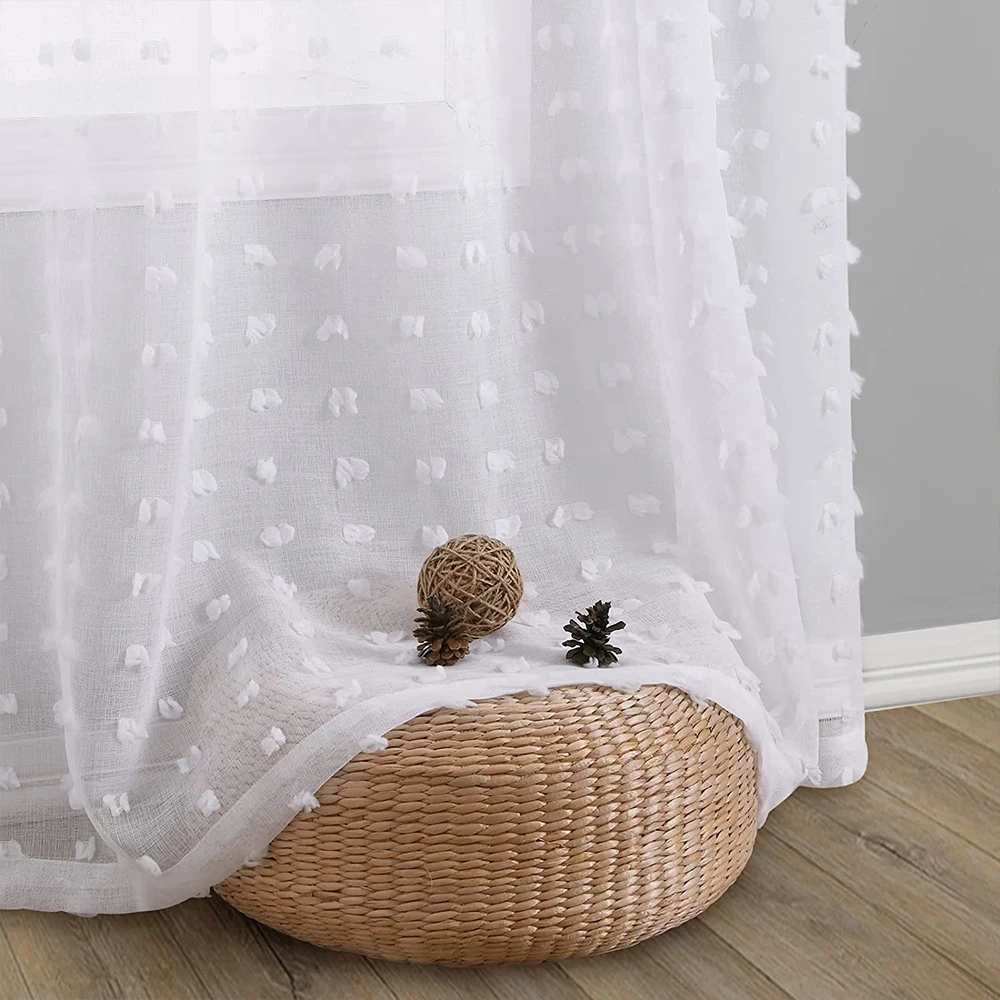 1Pc New modern white lace embroidered curtains Living room sheer tulle bedroom dining room voile curtains