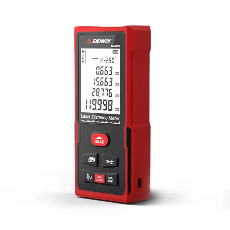Sndway SW-DS Outdoor Digitaler Winkel-Laserentfernungsmesser 50m-120m Entfernungs-, Flächen- und Volumenmessgerät Entfernungsmesser für Bauarbeiten