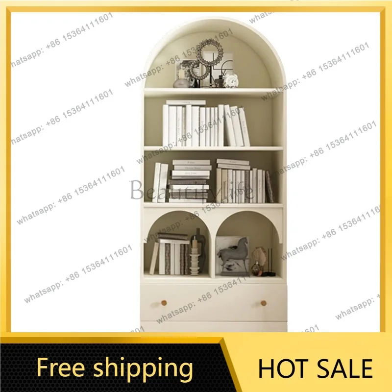 Zj. American light luxury solid wood bookcase floor-to-ceiling bookshelf Changhong with glass door wine cabinet