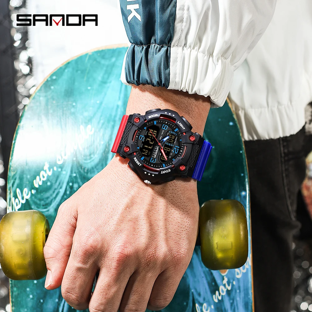 SANDA جديد 6181 موضة الطالب ساعة إلكترونية ضوء الليل تاريخ متعدد الوظائف مقاوم للماء طالب ساعة إلكترونية للرجال 2025 #4