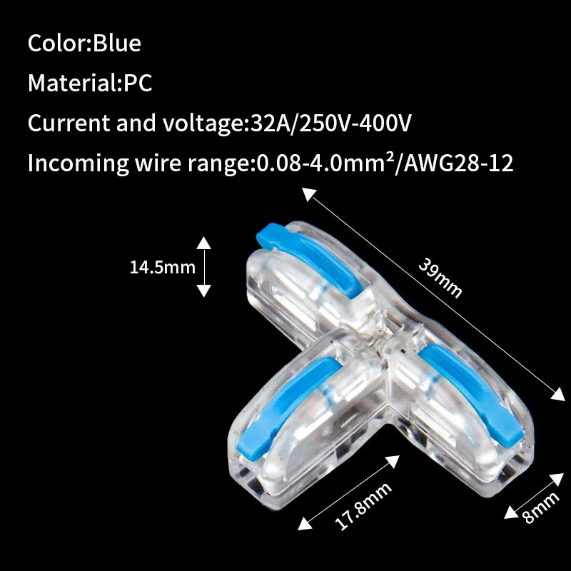 Mini Fast Wire Cable T-TYPE Connectors Universal Compact Distribution Splicing Wiring Quick Connector Push-in Terminal