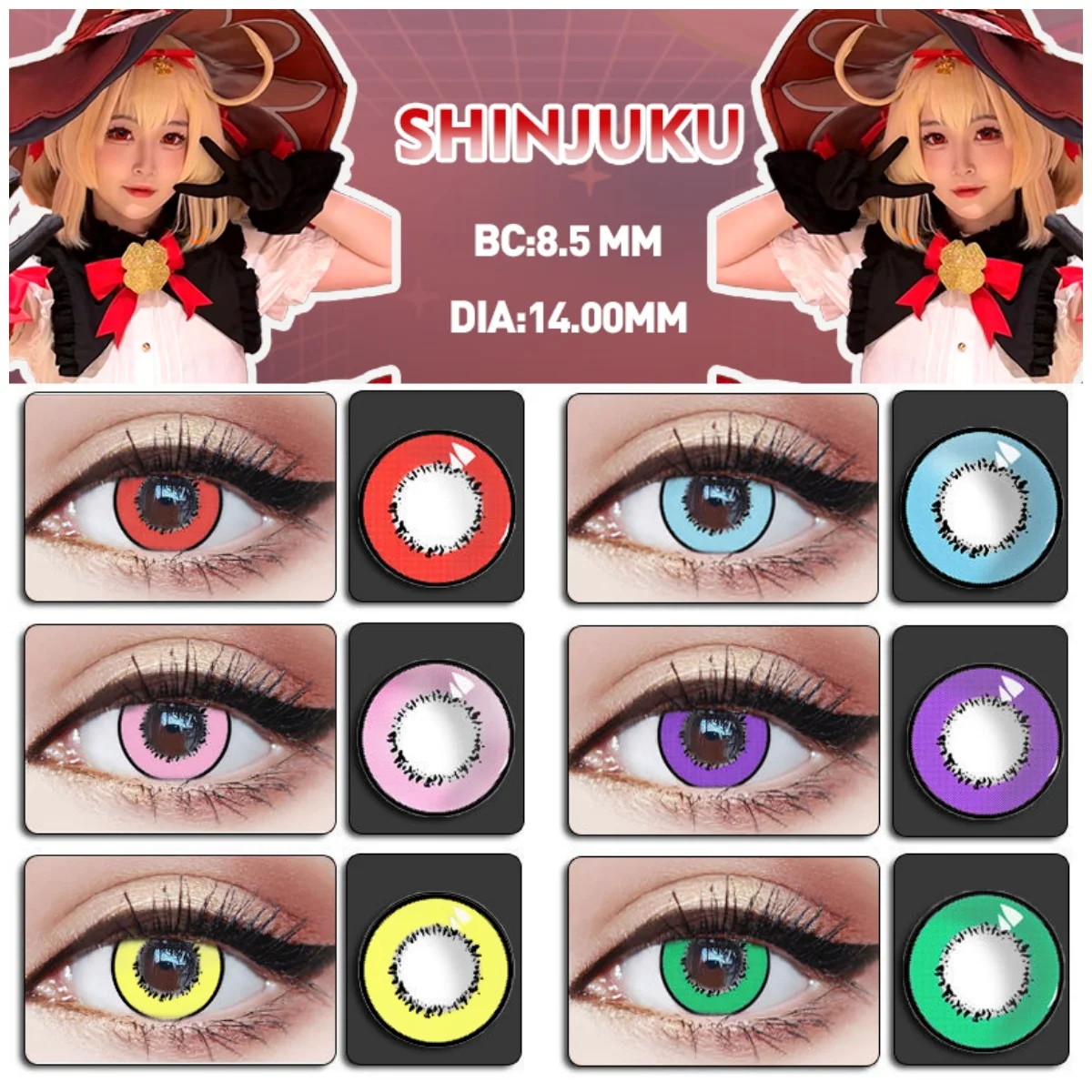 VISUASHOW Jährlich Austauschbare Kleinpupillen Kosmetische Farbige Kontaktlinsen 2 Stück Koreanische Weiche Farblinsen Halloween Cosplay Make-up