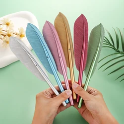 50 Pcs 0.5mm Gel Pen Creative Stationery Feather pen Ballpoint pen Neutral pen Stationery Set Black Refill Write Pen Teaching