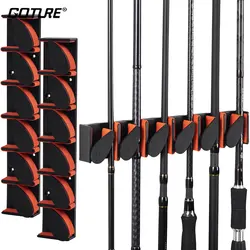 Goture 6-Rod Rack Wall Mount Fishing Rod Holders Vertical Sturdy Space Saving easy install Pole Holder Fishing Accessories