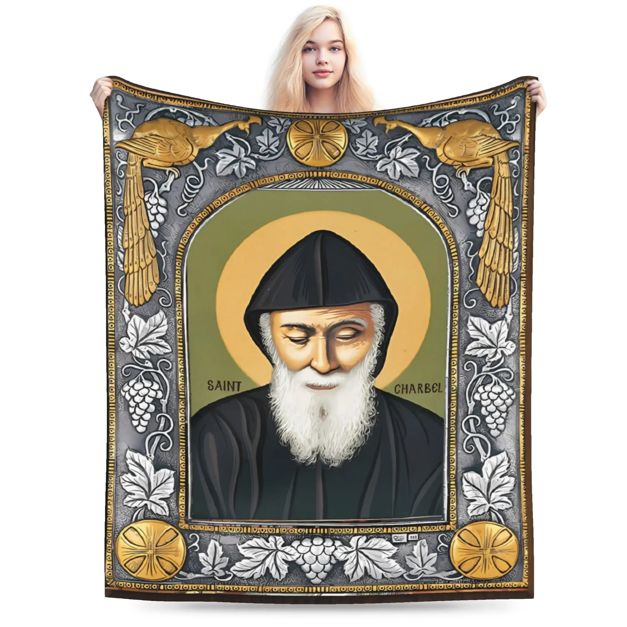 Majestic Saint Charbel Mountain Sunset Flannel Blanket  Warm Throw Blanket for Home Decor Airplane Bedspread Sofa Bed Cover