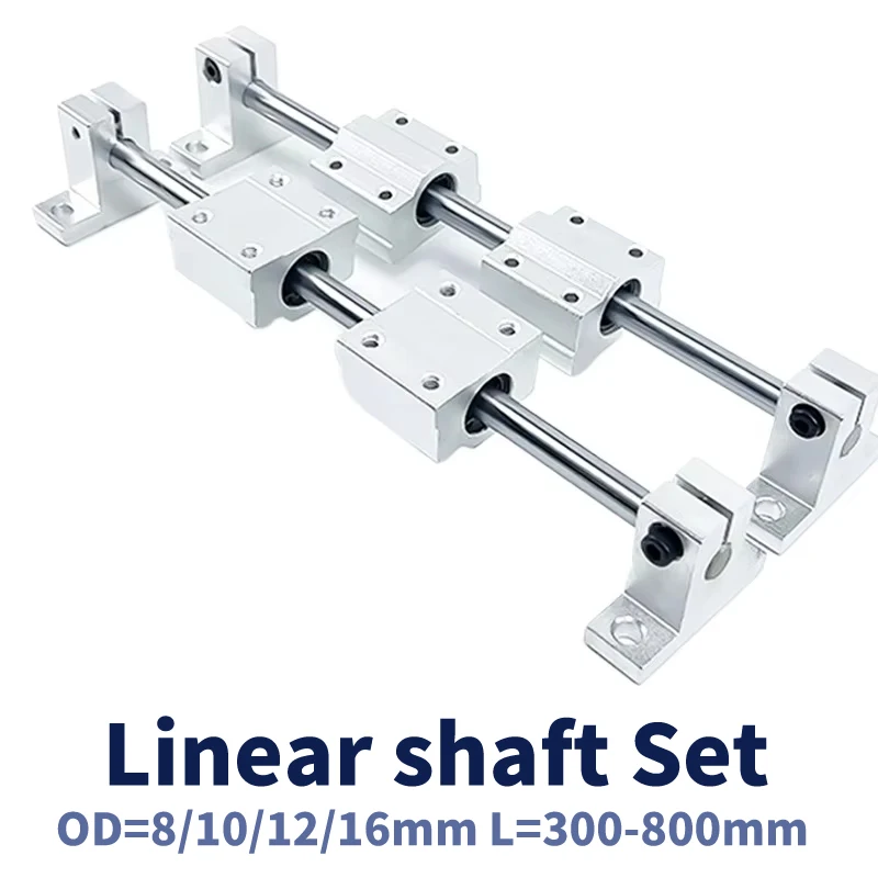 

Linear Optical Axis Rail Shaft OD8/10/12/6/16mm 300-800mm+SCS8/10/12/6/16UU Linear Bearing Blocks+SK8/10/12/6/16 Bearing Support