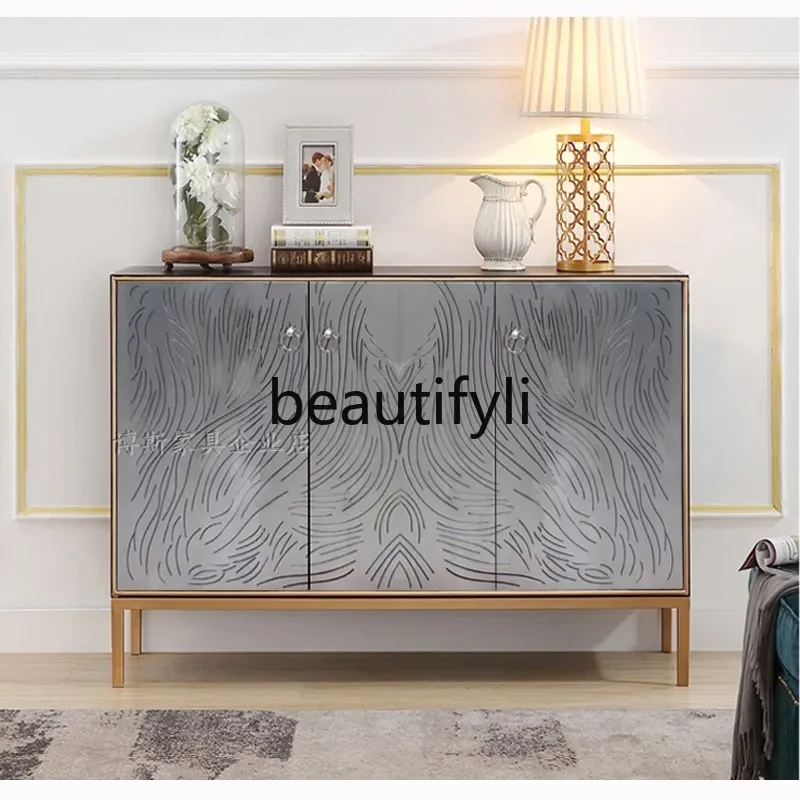 

Simple modern porch cabinet living room foyer decorative cabinet American side cabinet solid wood7446