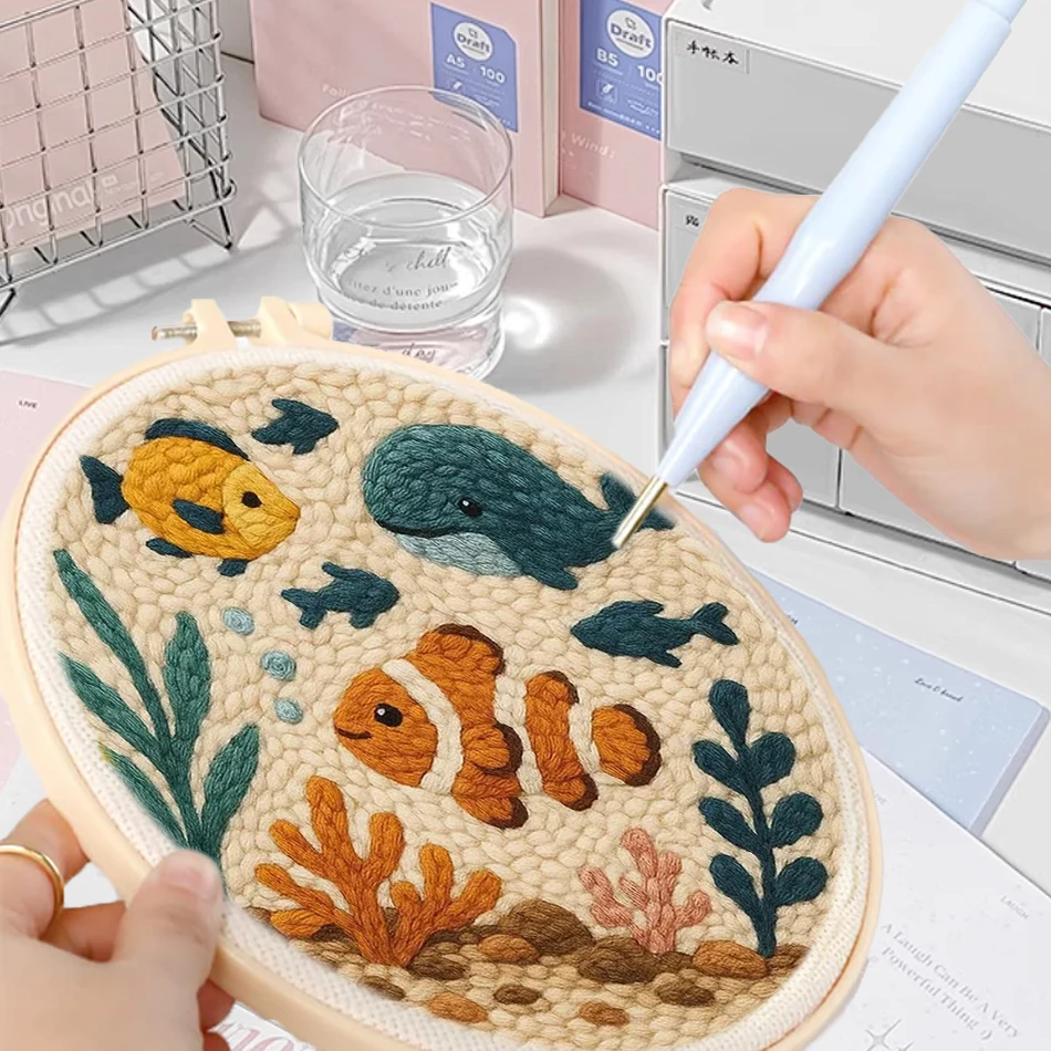 

GATYZTORY punch embroidery needle For Beginner animals Picture Arts Crafts Sewing kit Set Gift Decorative needlework Home Decor