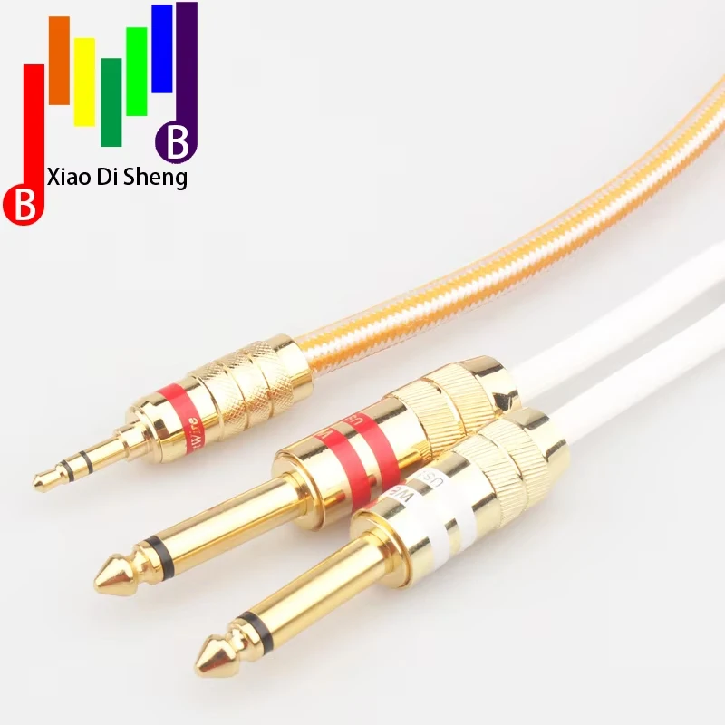 AUDIO Hifi Audio Kabel Mini Jack 3.5mm naar Dual 6.35mm voor PC Hoofdtelefoon Mixing Console 1/8 