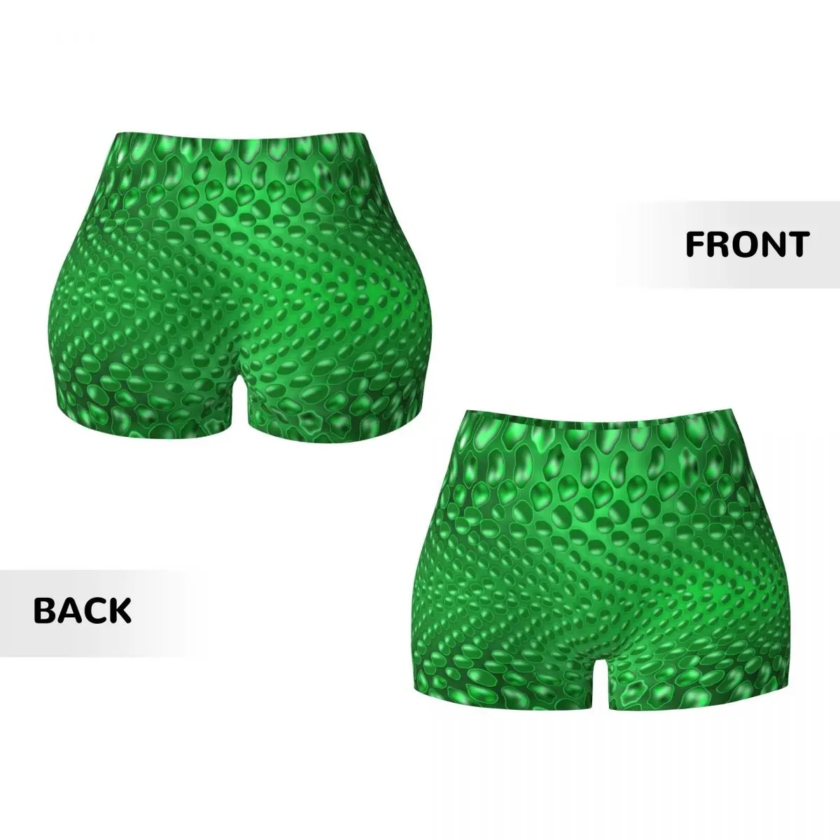 Aangepaste Dames Groene Slangenhuid Print Workout Yoga Shorts Dierentextuur Slangenleer Atletische Gym Hardloopvolleybal Shorts