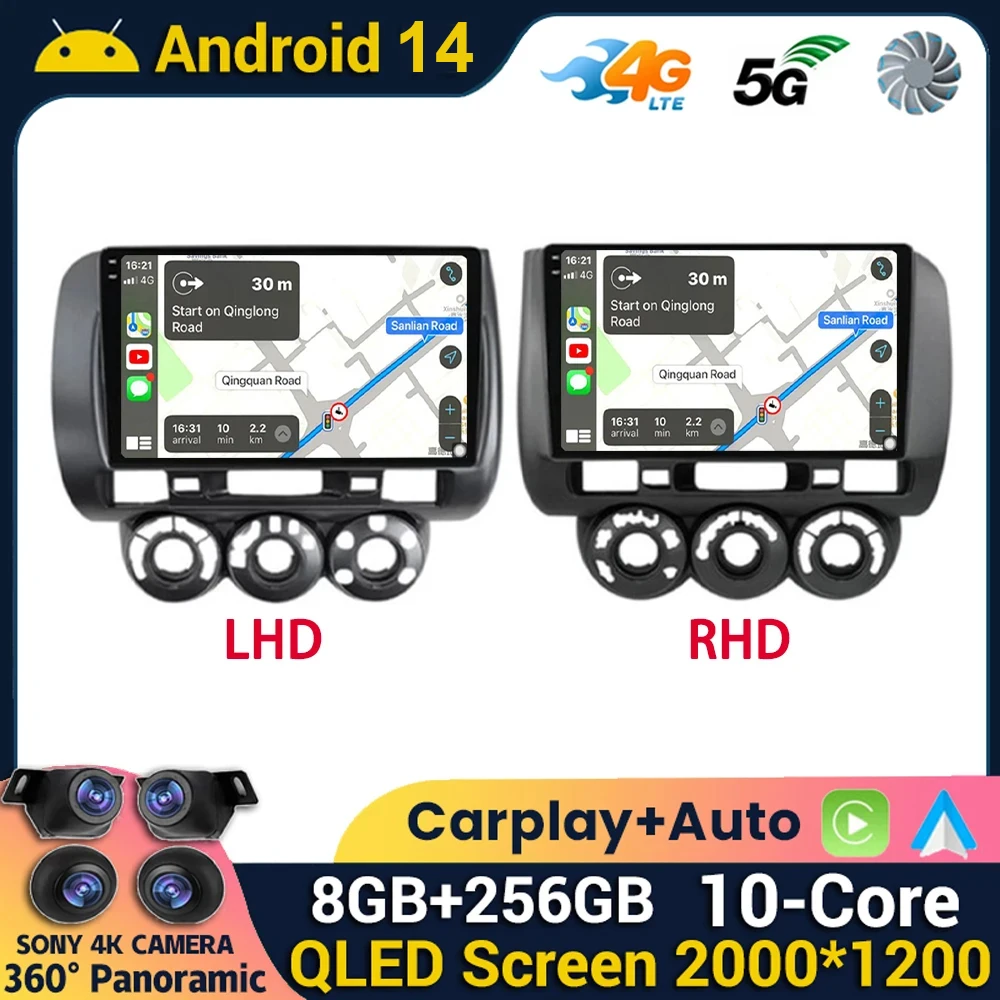 

Android 14 Carplay Auto For Honda Fit Jazz City 2002 2003 2004 2005 2006 2007 Car Radio Multimedia Player GPS Stereo WIFI+4G DSP