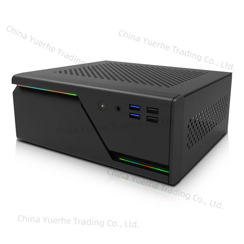 

SKTCA09R Mini Computer Desktop Empty Chassis 5V ARGB Panel 4USB Support Small 1U Power Supply itx main board