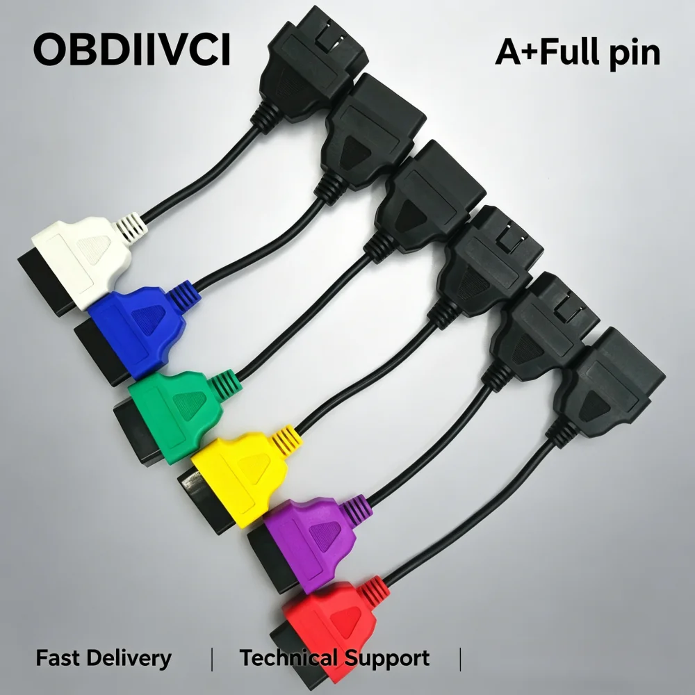 Cable Conector OBD2 de Alta Calidad para Escaneo de ECU FIAT y Escaneo Multi-ECU, Cable de un Solo Hilo en 6 Colores para ECU FIAT, 6 Adaptadores