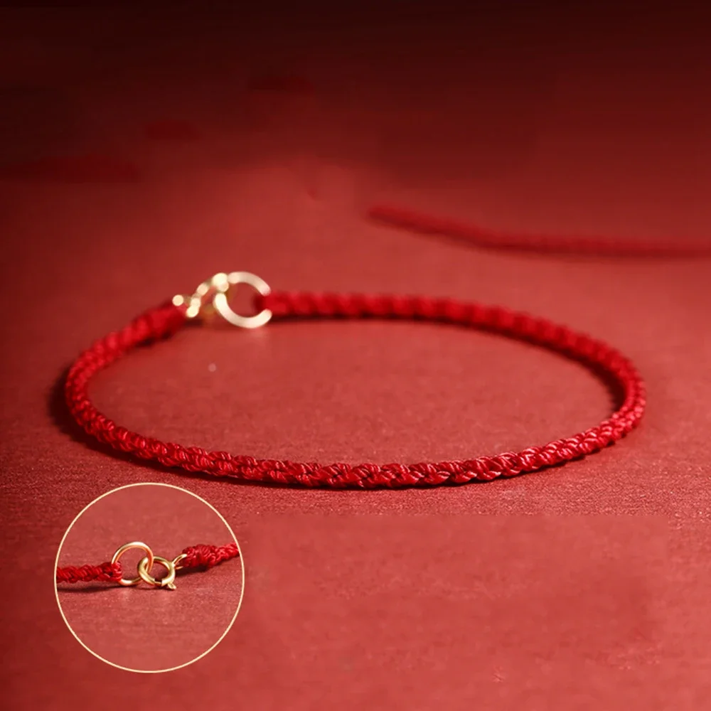 Handmade Red String Bracelet With Gold Plated Clasp Red Cord Jewelry For Men Women Unisex Kabbalah Protection Charm Bracelet