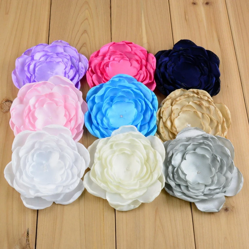 

200pcs/lot 4" Burned Satin Flower Handmade Multi Petal Hair Flowers for Boutique Hair Accessories Fabric Burn Edge Flowers DIY