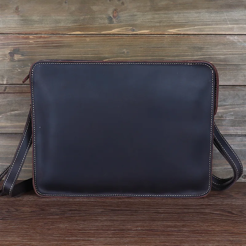 Bolsa de ombro de couro genuíno, envelope masculino de couro crossbody, bolsa versátil mensageiro, luxo de alta qualidade