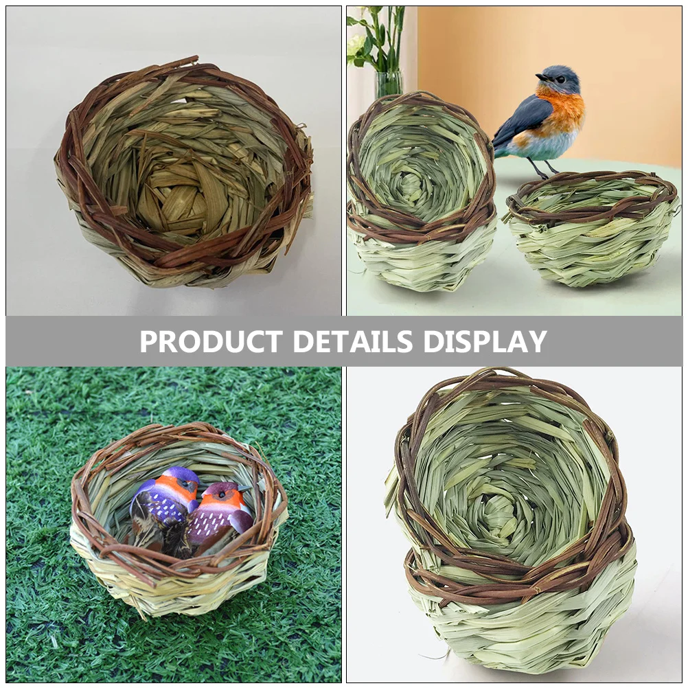 

2Pcs Woven Bird Nest Straw Breeding Sleeping Hideout Shelter Natural Rustic Style Cage Garden Outdoor Indoor Decor