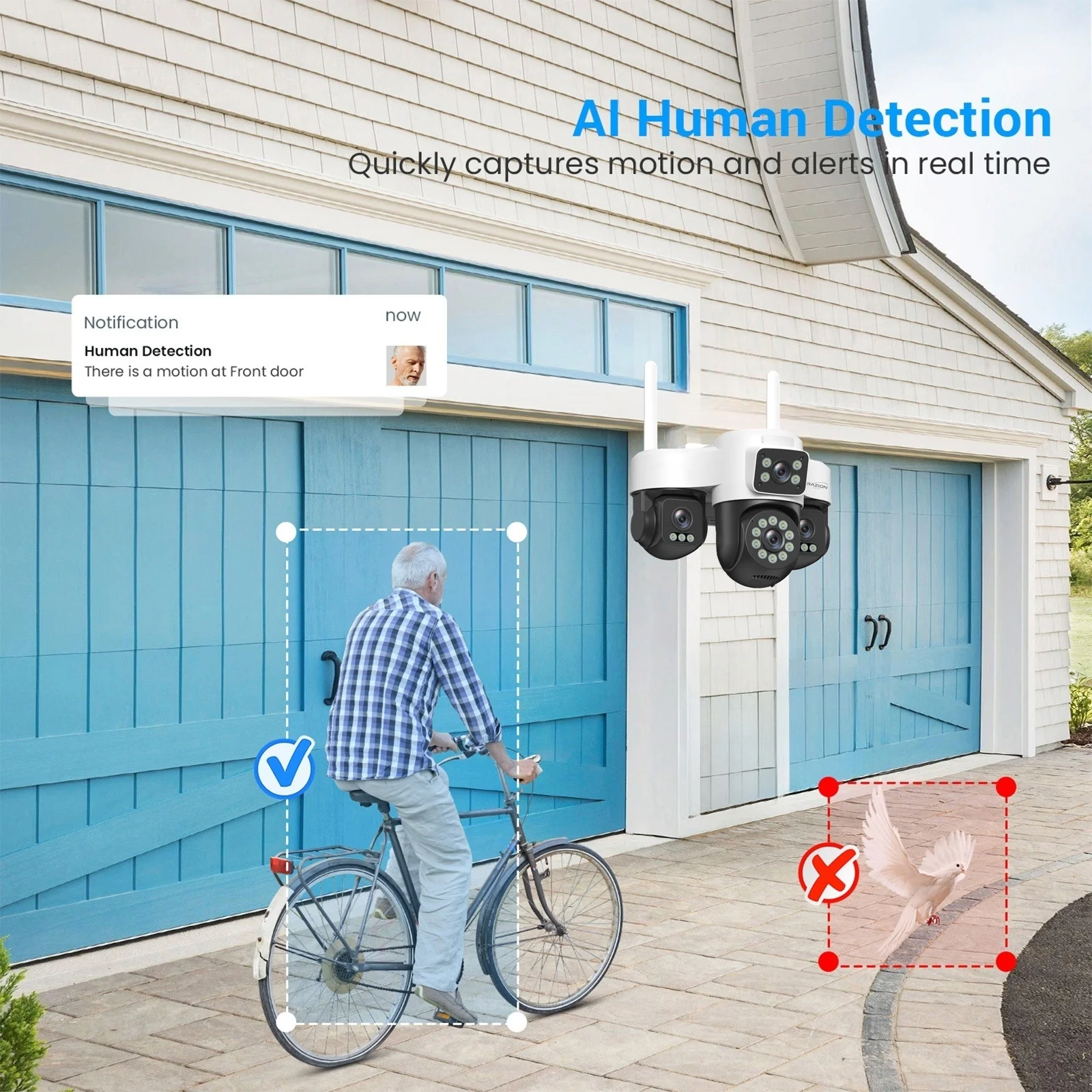 20MP Security Camera 3-Lens Outdoor WiFi IP Camera Auto Tracking 2-Way Audio CCTV Surveillance Color Night Vision RZ380