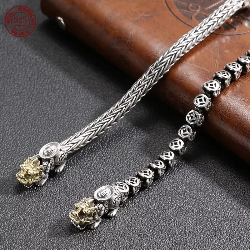 

The new S925 sterling silver handwoven brave bracelet men and women trend retro national wind ornaments to send boyfriend