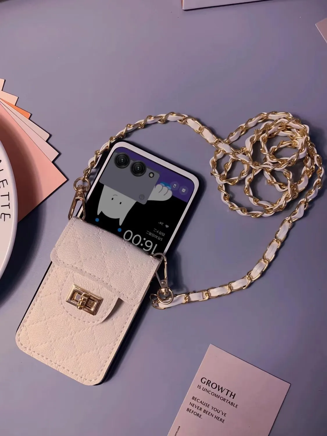 

Fashion Rhombus Leather Card Wallet Crossbody Lanyard Phone Case or Samsung Galaxy Z Flip 5 ZFlip 4 ZFlip3 Flip 6 Cover