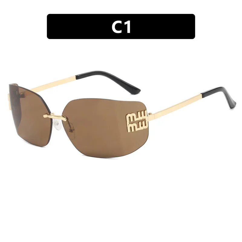 Riveted Rimless Rectangle Sunglasses — product information 7