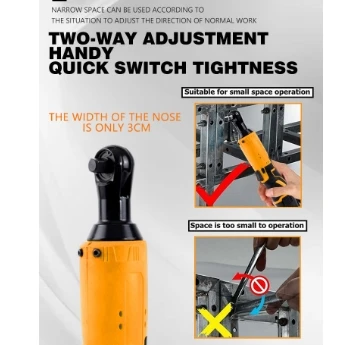 Utility 12V Lithium Powered Right Angle Electric Ratchet Wrench, Ideal for Frame Assembly and Nuts Fastening Installation Work