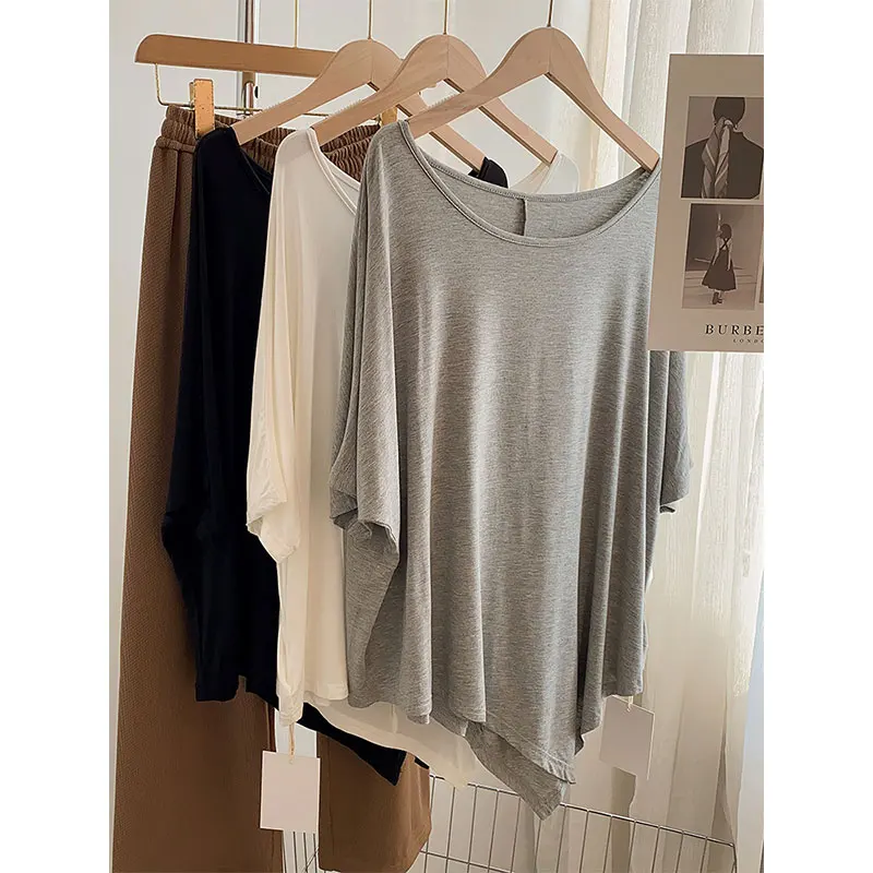 Pure Desire Modal Short Sleeve T-Shirt Women Summer Sexy Dance Yoga Loose Fit round Neck Sweat Absorbent Hanging Sensual Top