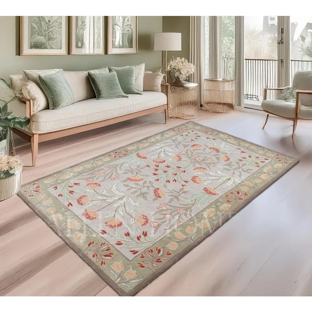 Традиционный шерстяной ковер — элегантный бежевый ковер для гостиной, спальни, столовой