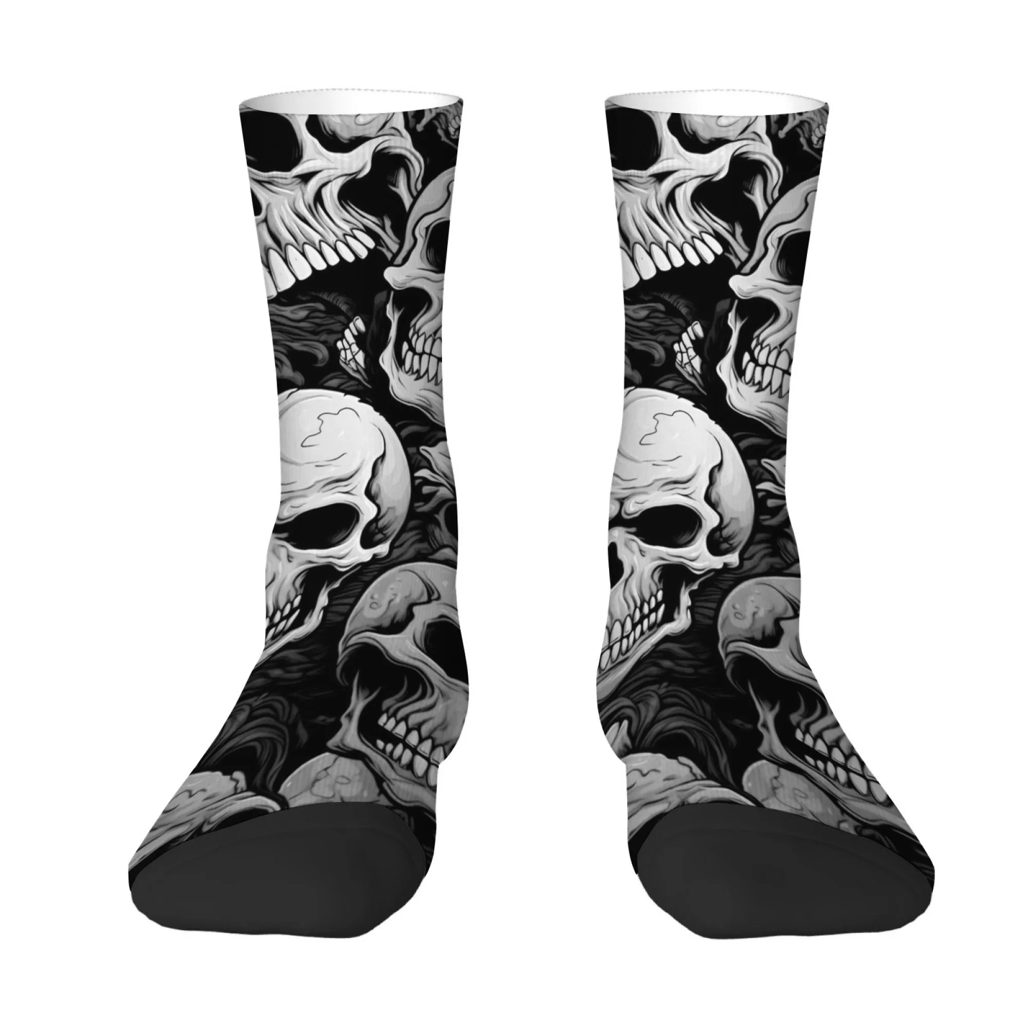 

Dark Gothic Style Men's Mid-calf Socks with Skull Print Punk Rock Music Style for Trendy Young Music Lovers Music Festivals