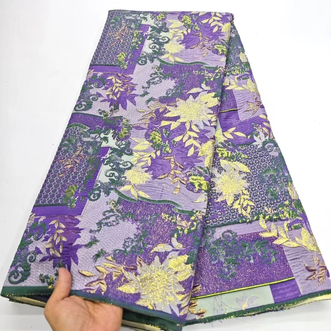 

African Jacquard French Gilded Lace Nigerian Brocade Lace Fabric Evening Party Dresses High Quality for Women Sewing AHD6309