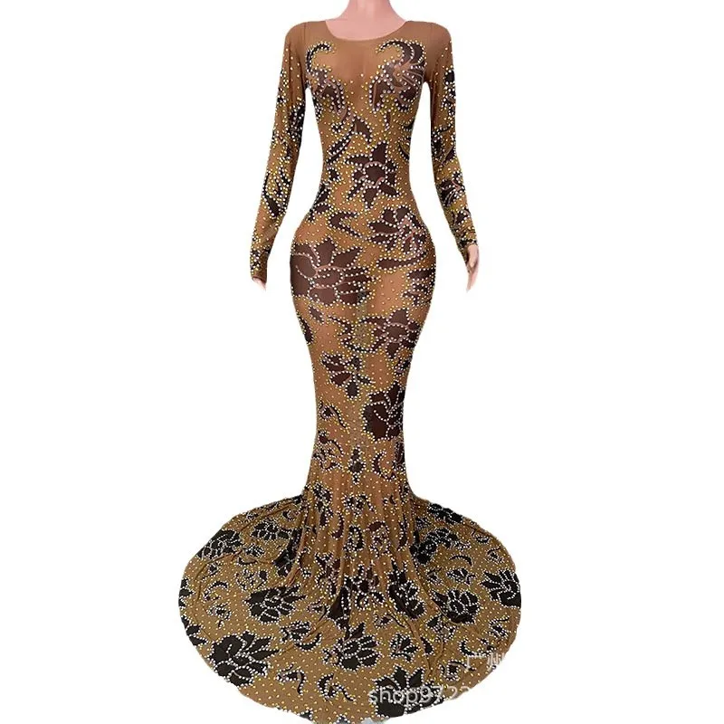 2026 فستان سهرة مثير من اللحوم المزيفة للصناعات الثقيلة مرصع بالألماس فستان سهرة اجتماعي ملكة جمال الكون يختار بشكل جميل #1