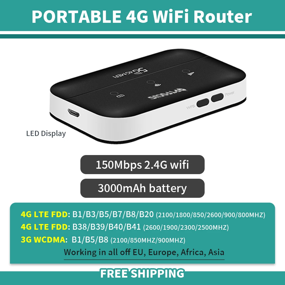 OPTFOCUS LCD display 4G 3G For EU Asia Brazil Wi fi Spot Portable with Battery Wifi Hotpot 4G Sim Card Mini Router