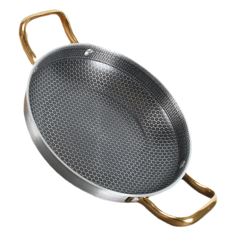 

Thickened Honeycomb Stainless Steel Frying Pan Non Stick Kitchen Cookware Lightweight Ergonomic Handle Seafood Crayfish Cooking