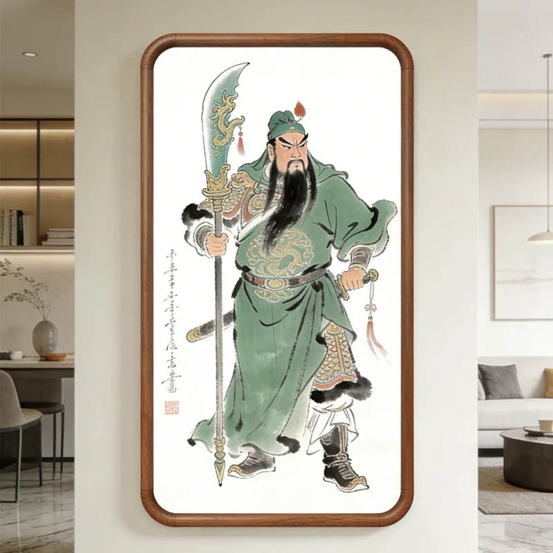 Guan Yu, Guan Gong, God of Wealth, Entryway, Study Scroll Hanging Painting, Decorative Painting, Master Guan's Living Room Mural