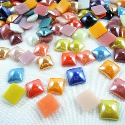 Mixed Colors Flat Back Beads Square Glass Half Cabochon 4mm 6mm 8mm 10mm For Crafts Scrapbooking DIY Nail Art Decoration Garment