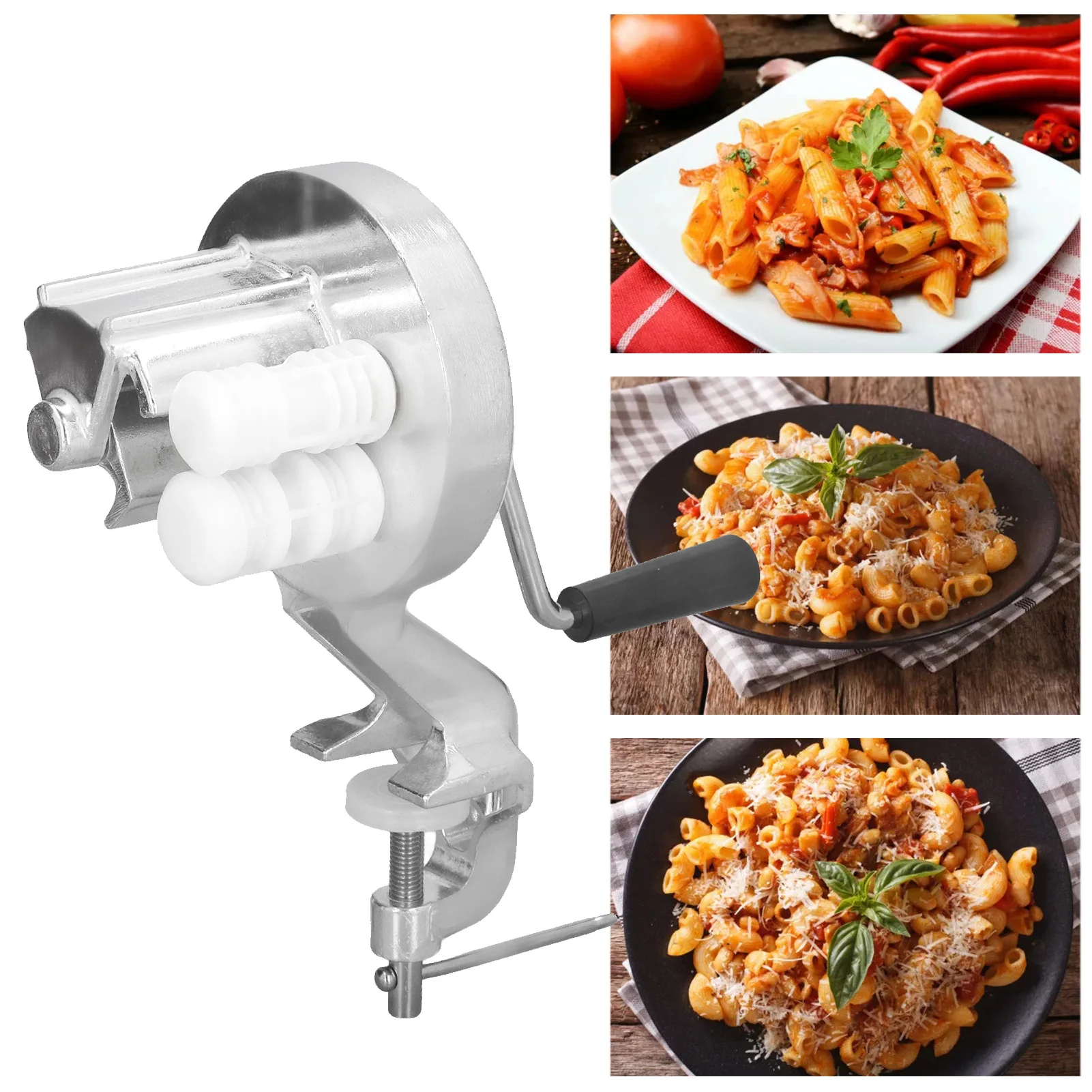 

Manual Macaroni Maker Stainless Steel Silver Portable Hand Cranking Noodles Pressing Machine for Kitchen Restaurant Noodle Maker