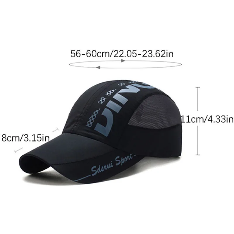 Summer Men Women Baseball Cap Outdoor Fishing Waterproof Sun Hat Fashion Letter Breathable Visor Snapback Sports Running Sweat